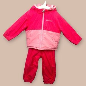 [KID] COLUMBIA Toddler Snowsuit Set 2T Pink | Reversible Jacket & Pants